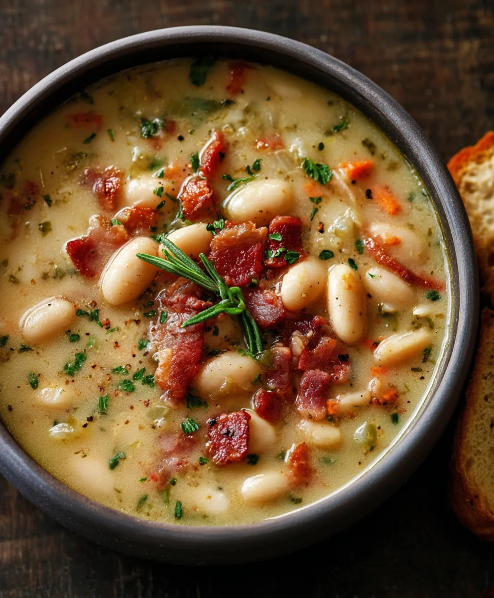 Hearty White Bean Soup with Beef Beef Bacon-Beef