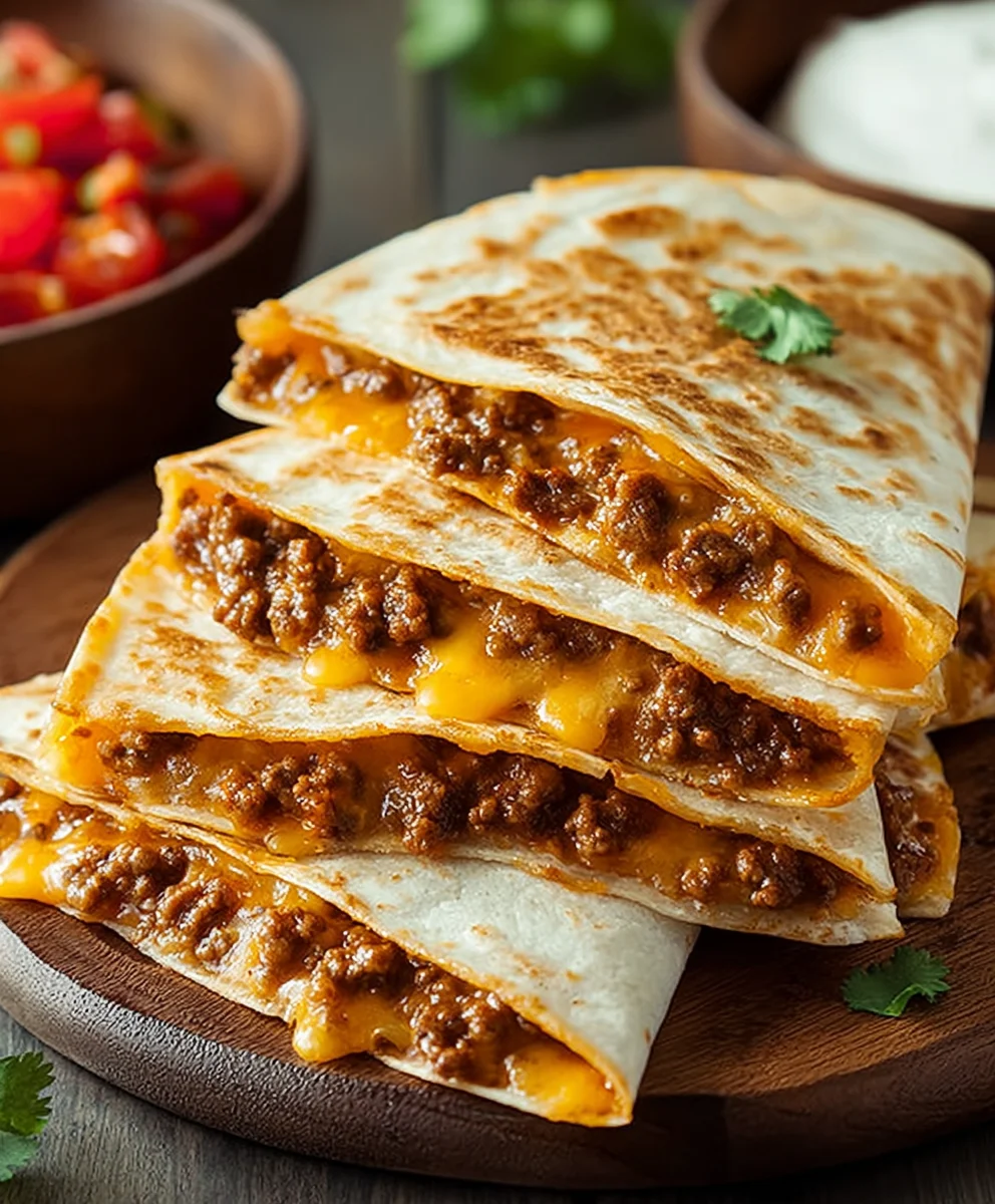 Easy Cheesy Ground Beef Quesadillas Recipe
