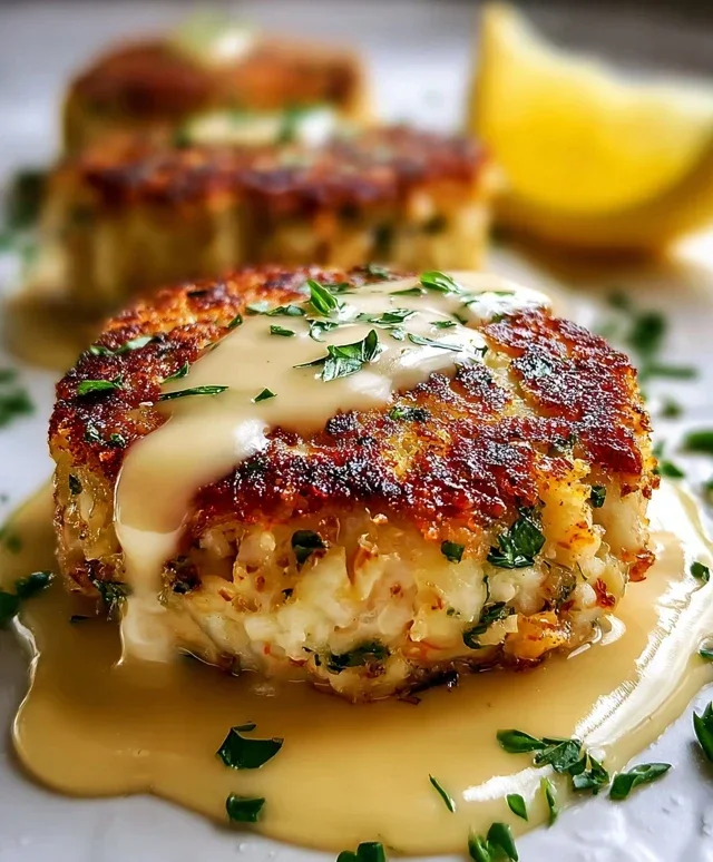 Cheddar Bay Crab Cakes with Lemon Butter Drizzle