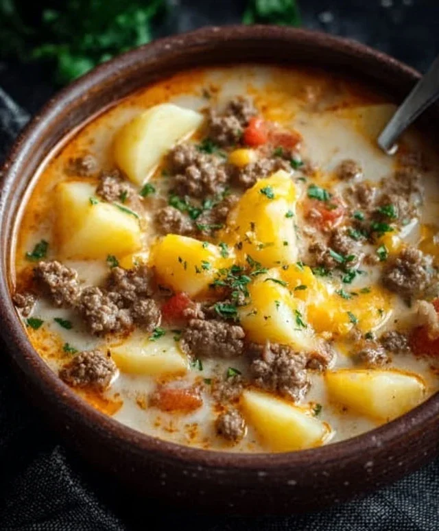 Cheesy Beef Beef Hamburger Potato Soup