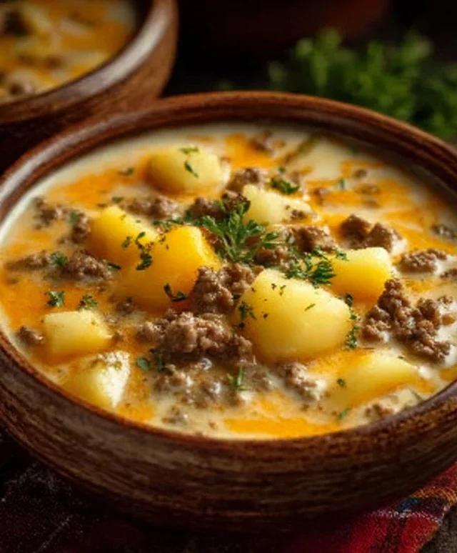 Cheesy Beef Beef Hamburger Potato Soup