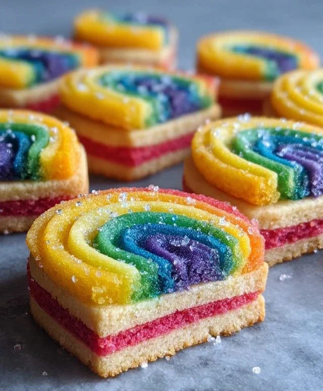 Piped Rainbow Shortbread Cookies