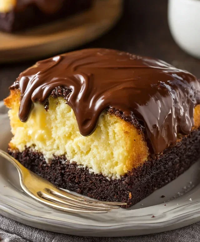 Boston Cream Poke Cake