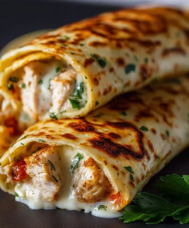 Low Carb Cheesy Garlic Chicken Wraps