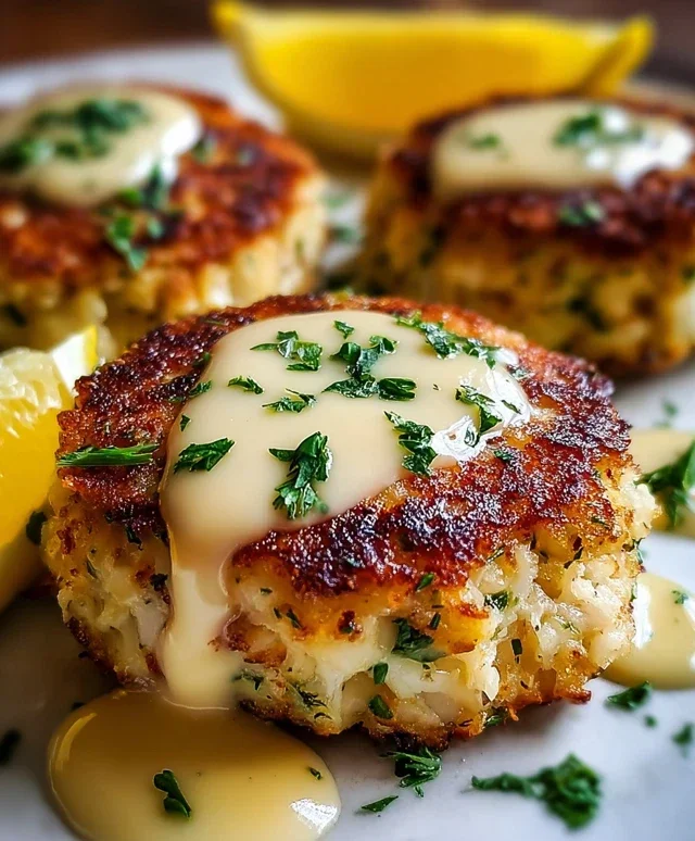 Cheddar Bay Crab Cakes with Lemon Butter Drizzle