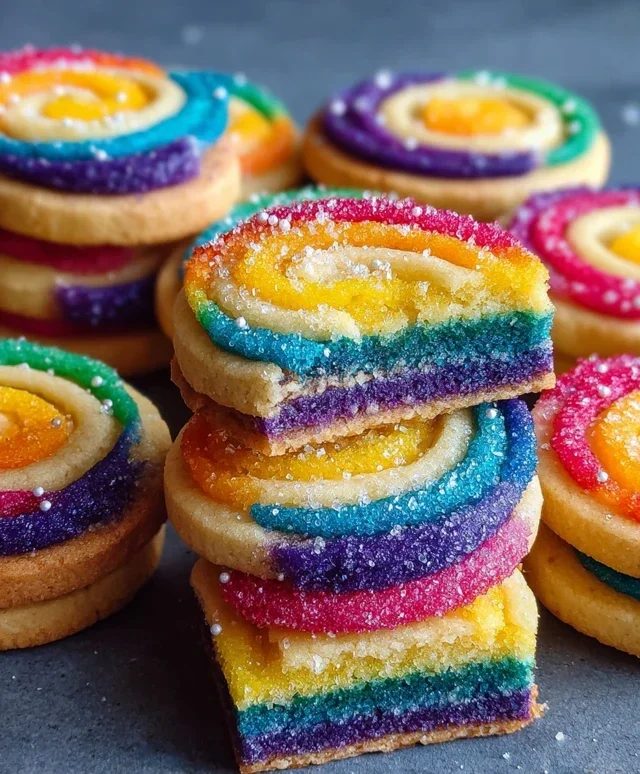 Piped Rainbow Shortbread Cookies