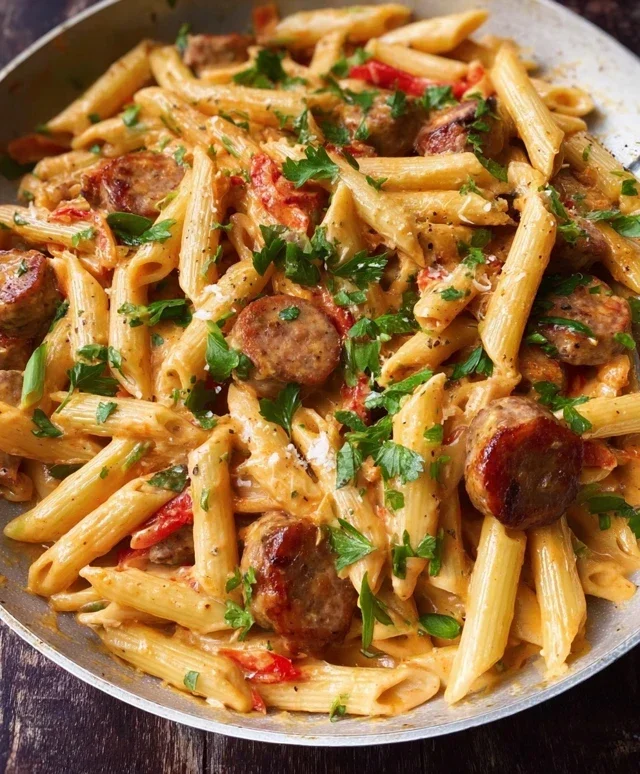 One Pot Creamy Cajun Sausage Pasta (30-Minutes)