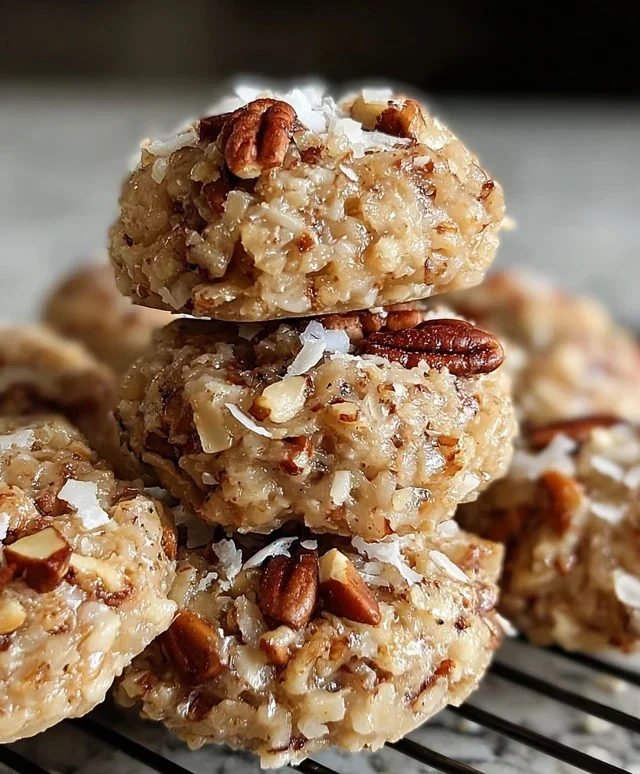 No Bake Pecan Coconut Praline Cookies