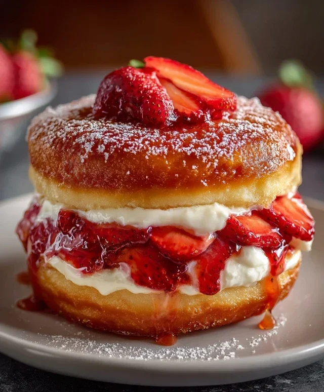 Strawberry Cheesecake Doughnut Burger