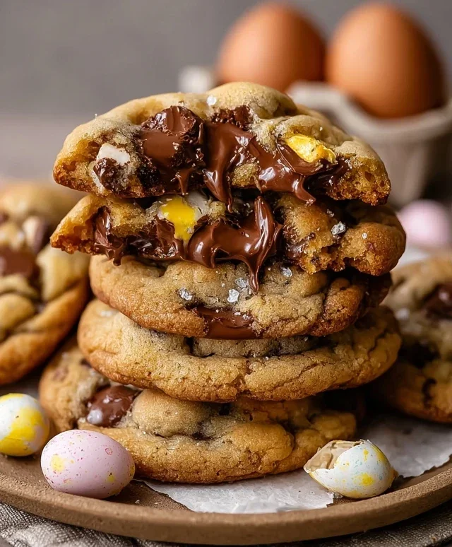 Brown Butter Cadbury Creme Egg Chocolate Chip Cookies