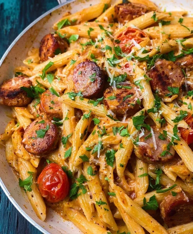 One Pot Creamy Cajun Sausage Pasta (30-Minutes)